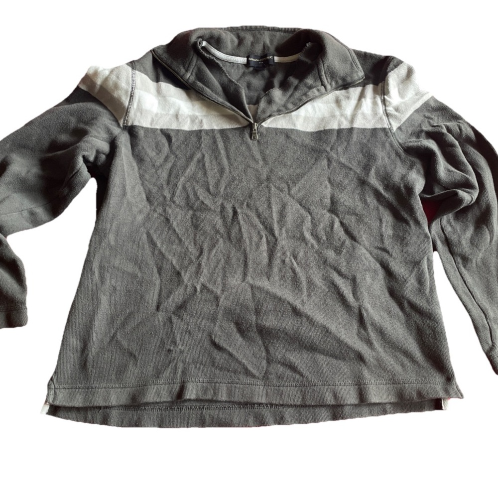 Banana Republic Gray and White Quarter-Zip Pullover
